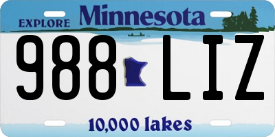 MN license plate 988LIZ