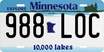 MN license plate 988LOC