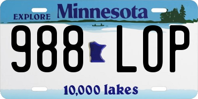 MN license plate 988LOP