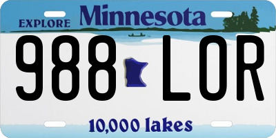 MN license plate 988LOR