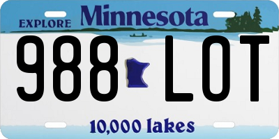 MN license plate 988LOT