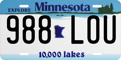 MN license plate 988LOU