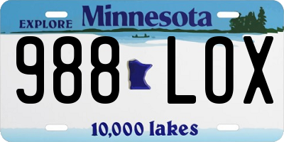 MN license plate 988LOX