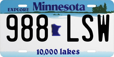 MN license plate 988LSW
