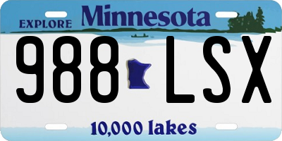 MN license plate 988LSX