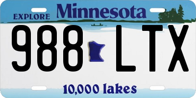 MN license plate 988LTX