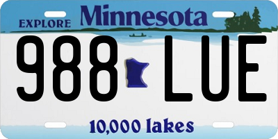 MN license plate 988LUE