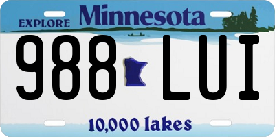 MN license plate 988LUI
