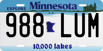 MN license plate 988LUM
