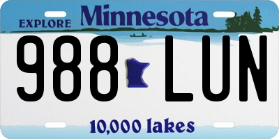 MN license plate 988LUN