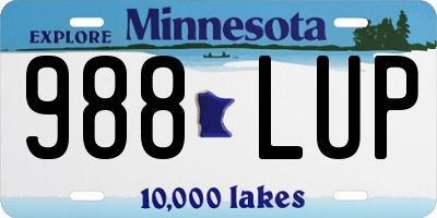 MN license plate 988LUP