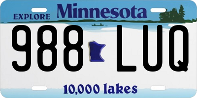 MN license plate 988LUQ