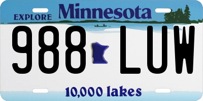 MN license plate 988LUW