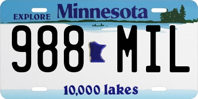 MN license plate 988MIL