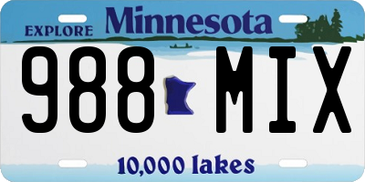 MN license plate 988MIX