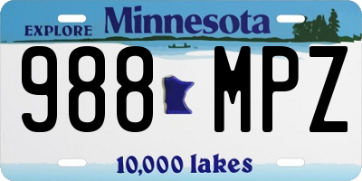 MN license plate 988MPZ