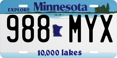 MN license plate 988MYX