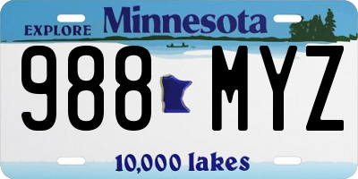 MN license plate 988MYZ