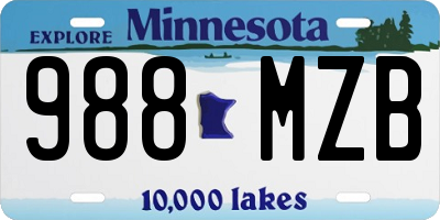 MN license plate 988MZB