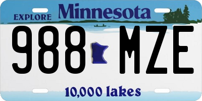 MN license plate 988MZE