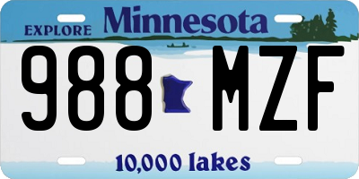 MN license plate 988MZF
