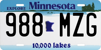 MN license plate 988MZG