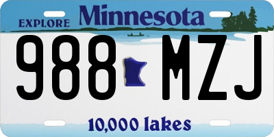 MN license plate 988MZJ