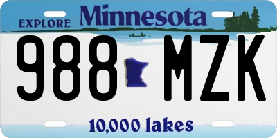 MN license plate 988MZK