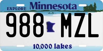 MN license plate 988MZL