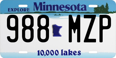 MN license plate 988MZP