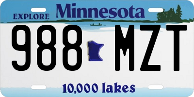 MN license plate 988MZT