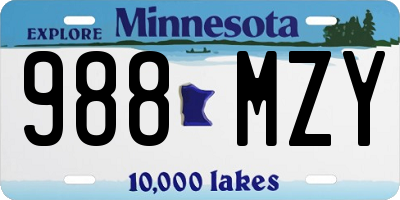 MN license plate 988MZY