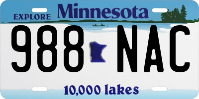 MN license plate 988NAC