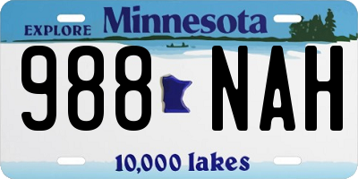 MN license plate 988NAH