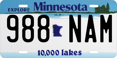 MN license plate 988NAM