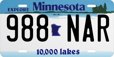MN license plate 988NAR