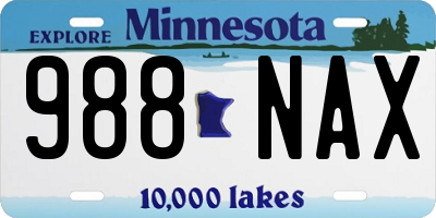 MN license plate 988NAX