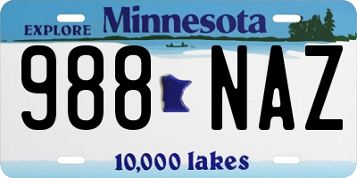 MN license plate 988NAZ
