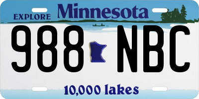 MN license plate 988NBC
