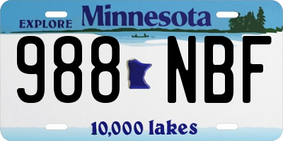 MN license plate 988NBF