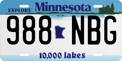 MN license plate 988NBG
