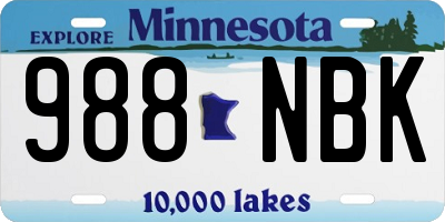 MN license plate 988NBK