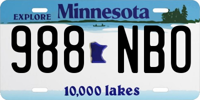MN license plate 988NBO
