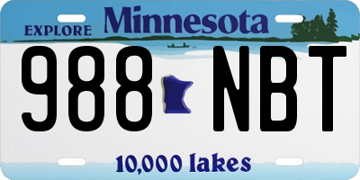 MN license plate 988NBT