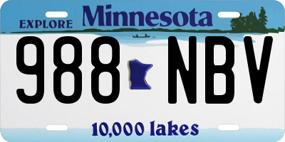 MN license plate 988NBV