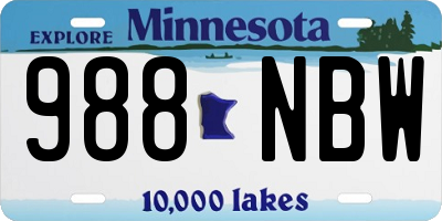 MN license plate 988NBW