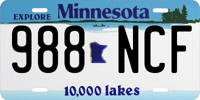 MN license plate 988NCF
