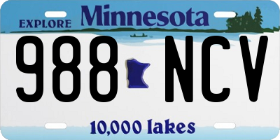 MN license plate 988NCV
