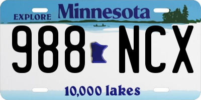MN license plate 988NCX