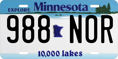 MN license plate 988NOR